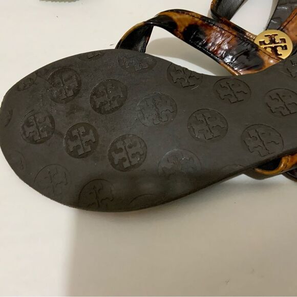 Tory Burch Leather Thong Leopard Animal Print Sandals 7 - Picture 7 of 12